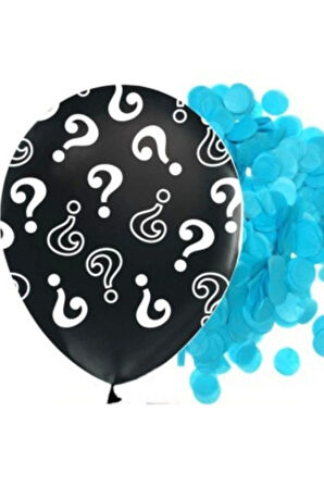 Siyah Soru İşareti Cinsiyet Belirleme Partisi Baby Shower Kız mı Erkek mi 18inç 45cm Konfetili Balon