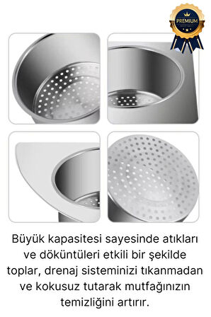 Premium Modern Paslanmaz Çelik Kuğu Tasarımlı Süzgeçli Asılabilen Tezgah Üstü Lavabo Drenaj Sepeti