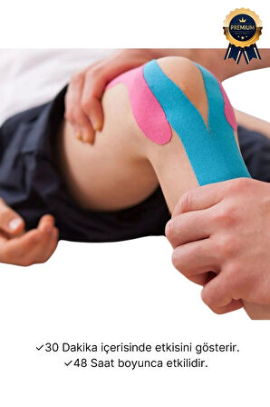 Hızlı Etkili Mavi Bel Diz Omuz Boyun Sırt Bacak Kas Eklem Kinezyo Ağrı IsıI Bandı 5cm x 5m