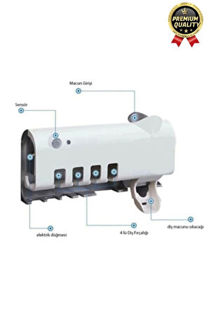 Akıllı Güneş Enerjili Usb Şarjlı Diş Macunu Sıkacağı 4 Diş Fırçası UV Işık Sterilizatörü Temizleyici