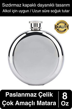 Limited Edition 8 Oz Paslanmaz Çelik Sızdırmaz Alkol Sıvı İçecek Kamp Cep Su Matarası Dayanıklı