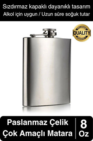Sızdırmaz Paslanmaz Çelik 8 Oz Alkol Sıvı İçecek Kamp Cep Su Matarası Dayanıklı
