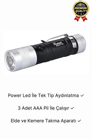 Çok Amaçlı 100 metre Menzilli Tek Mod Beyaz Enerji Tasarruflu Kamp Ev Mini Cep Tipi Pilli El Feneri