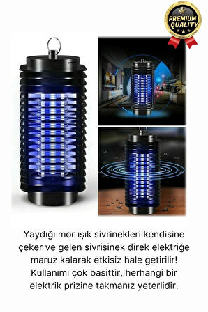 Çok Fonksiyonlu Asılabilir Sessiz Prizli Elektrikli Cız Lamba 220V Mor Işık Kara Sivrisinek Öldürücü