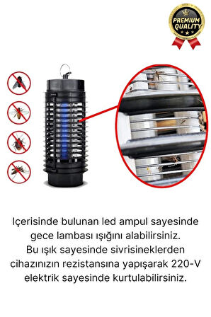 Çok Fonksiyonlu Asılabilir Sessiz Prizli Elektrikli Cız Lamba 220V Mor Işık Kara Sivrisinek Öldürücü