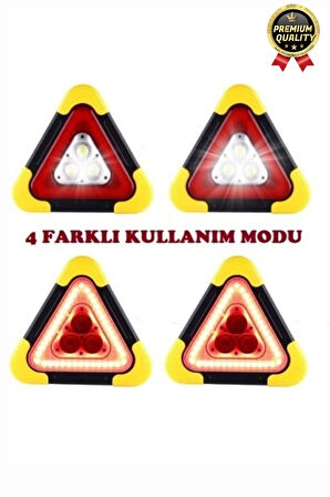 Premium Güneş Enerjili Güçlü Işık 3 Ledli Solar Üçgen Refluj Reflektör Acil Durum Uyarı Lambası