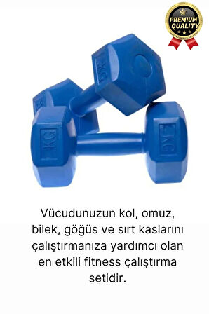 Premium Kalite Fitness Spor Egzersiz Vücut Kas Geliştirme Mavi 4 Kg Dambıl Ağırlık Seti - 2 Adet