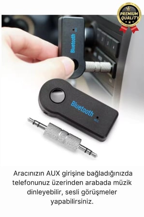 Çok Amaçlı Kablosuz Uyku Modlu 4 Saat Bataryalı Şarjlı Bluetooth Aux Müzik Ses Alıcısı Araç Kiti