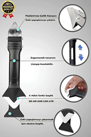 Çok Amaçlı Mutfak Banyo Fayans Derz Silikon Temizleme Kazıyıcı Sıyırıcı Ve Uygulayıcı Aparat 6 Parça