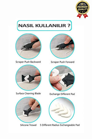 Çok Amaçlı Mutfak Banyo Fayans Derz Silikon Temizleme Kazıyıcı Sıyırıcı Ve Uygulayıcı Aparat 6 Parça