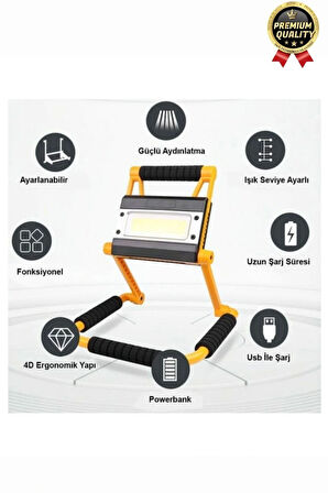 Özel Üretim Taşınabilir 3 Modlu 6500K Renk Sıcaklığı 20W Led 1300 Lümen Ayaklı Projektör Aydınlatma