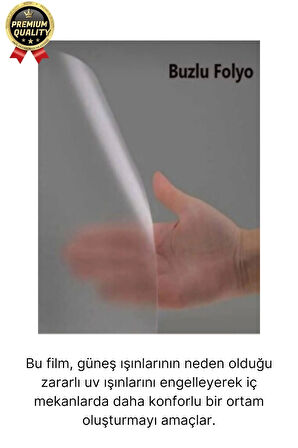 UV Engelleyici İçeriyi Göstermeyen Yapışkan İz Bırakmaz Ofis Ev Buzlu Cam Filmi 5 mt x 60 cm