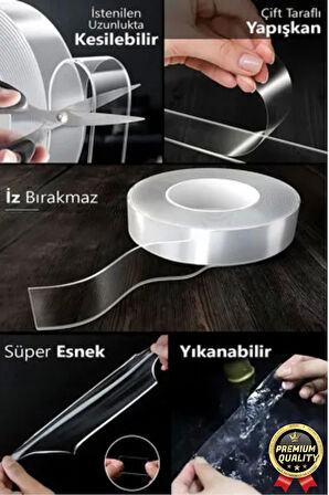 Çok Amaçlı İzolasyon Hava Su Sızdırmaz Çift Taraflı Silikon Şeffaf Nano Bant 18mm x 1.5m - 1 Adet