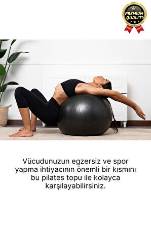 Premium Mini Gymball 20cm Jimnastik Denge Fitness Spor Şişirme Pompası Hediyeli Siyah Pilates Topu