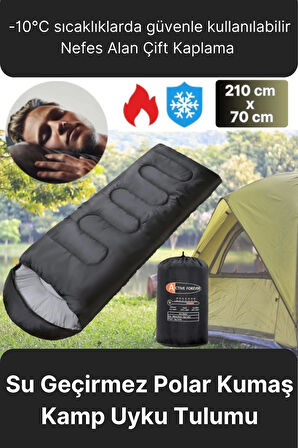Premium Ultra Konforlu Nefes Alan Çift Kaplama Su Geçirmez Polar Kumaş Kamp Uyku Tulumu -10 Derece