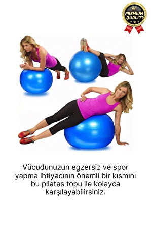 Premium Mini Gymball 20cm Jimnastik Denge Fitness Spor Şişirme Pompası Hediyeli Mavi Pilates Topu
