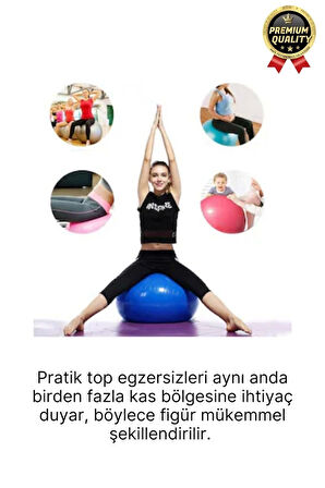 Premium Mini Gymball 20cm Jimnastik Denge Fitness Spor Şişirme Pompası Hediyeli Mavi Pilates Topu