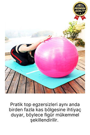Premium Mini Gymball 20cm Jimnastik Denge Fitness Spor Şişirme Pompası Hediyeli Pembe Pilates Topu