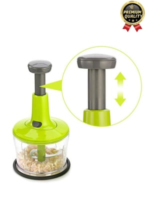 Premium Pratik Paslanmaz Çelik Sebze Meyve Soğan Doğrama Bıçaklı Üstten Basmalı El Rondosu Blender