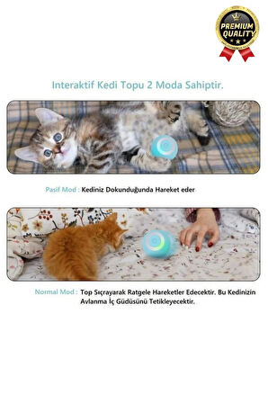 Dayanıklı 3 Modlu Otomatik Hareket Eden Interaktif 360 Derece Dönebilen Oyuncak Kedi Köpek Topu