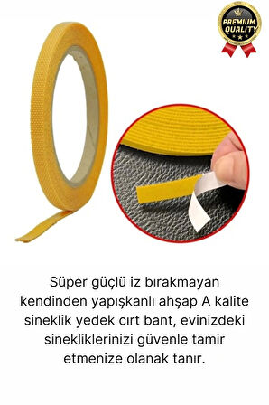 Premium Seri Güçlü Kendinden Yapışkanlı Ahşap Pencere Kapı Sineklik Tülü Yedek 4mt Cırt Bant-1 Adet