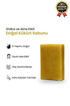 Organik El Yapımı Ferah Koku Cilt Bariyerini Güçlendirir Nemlendirir %100 Doğal Kükürt Sabunu 1 Adet