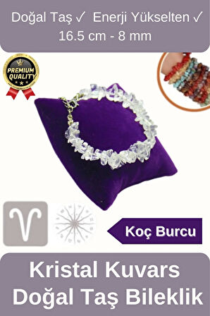 Özel Üretim Enerji Yükselten Esnek İpli Koç Burcu Beyaz Kristal Kuvars Doğal Taş Unisex Bileklik