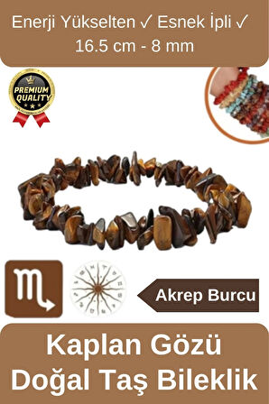 Özel Üretim Enerji Yükselten Esnek İpli Akrep Burcu Gerçek Kaplan Gözü Doğal Taş Unisex Bileklik