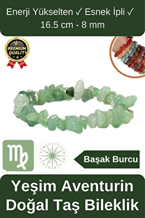 Özel Üretim Enerji Yükselten Esnek Ipli Başak Burcu Gerçek Yeşim Aventurin Doğal Taş Unisex Bileklik