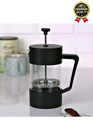 Premium Kalite Dayanıklı Isıyı Koruyan Filtre Kahve Bitki Çayı Demleme Siyah French Press 200 ml