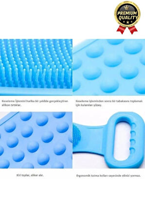 Yıkanabilir Back Scrubber Masaj Etkili Silikon Çift Taraf Duş Lifi Banyo Sırt Kesesi Büyük Boy 70cm