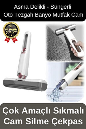 Çok Amaçlı Taşınabilir Pratik Sıkmalı Sünger Oto Tezgah Banyo Mutfak Cam Temizleme Silme Çekpas Mop
