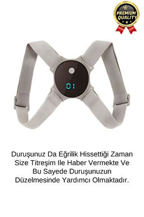 Kamburluk Önleyici Destek Şarjlı Sensörlü Ayarlanabilir Titreşimli Akıllı Dik Duruş Sırt Korsesi