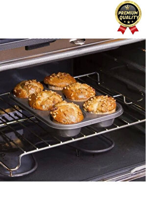 Çok Amaçlı Mutfak Yüksek Isıya Dayanıklı Yıkanabilir Yanmaz Yapışmaz 6’lı Kek Muffin Cupcake Kalıbı