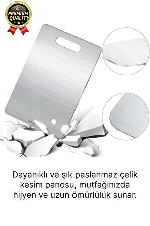 Çok Amaçlı Dayanıklı Kaymaz Yüzey Paslanmaz Çelik Mutfak Sebze Meyve Et Doğrama Lüks Kesme Tahtası
