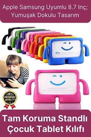 Kids Tutacaklı Apple Samsung Uyumlu 8.7 Inç Eğlenceli Karakterli Standlı Çocuk Tablet Kılıfı