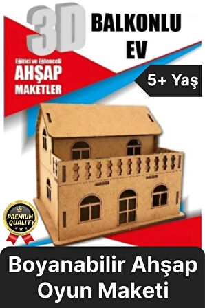 Premium Çocuk Eğitici Öğretici Zeka Geliştirici Boyanabilir 3 Boyutlu Demonte Ahşap Oyun Maketi