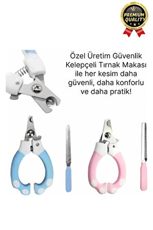 Premium Çelik Uçlu Güvenlik Kelepçeli Kilitli Kedi Köpek Evcil Hayvan Tırnak Makası Ve Törpü Seti