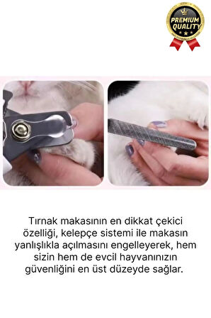 Premium Çelik Uçlu Güvenlik Kelepçeli Kilitli Kedi Köpek Evcil Hayvan Tırnak Makası Ve Törpü Seti