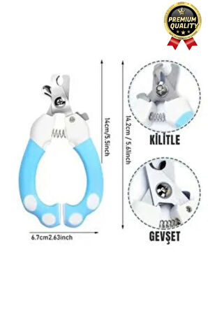 Premium Çelik Uçlu Güvenlik Kelepçeli Kilitli Kedi Köpek Evcil Hayvan Tırnak Makası Ve Törpü Seti