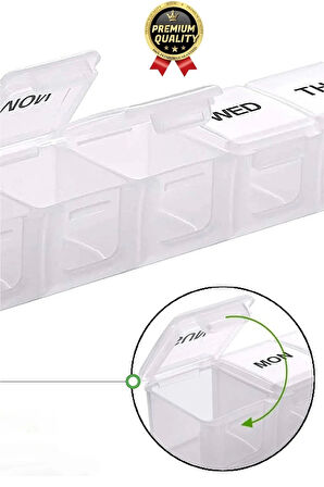 Dayanıklı Düzenleyici Organizer Abs Plastik Şeffaf Haftalık Günlük 7 Bölmeli İlaç Hap Saklama Kutusu