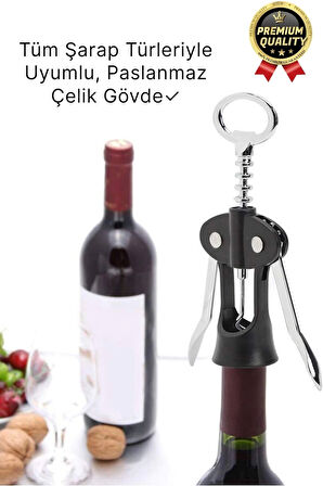Özel Üretim Dayanıklı Şık Paslanmaz Kararmaz Çelik Şarap Şişe Mantar Kapak Açacağı Tirbuşon 18*7 Cm