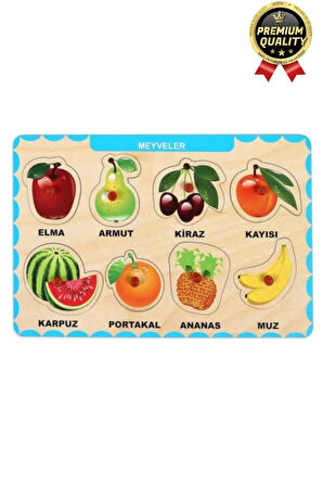 Yeni Seri Çocuk Ebeveyn Eğlenceli Eğitici Öğrenme Destekli Meyveler Yapboz Ahşap Tutmalı Puzzle
