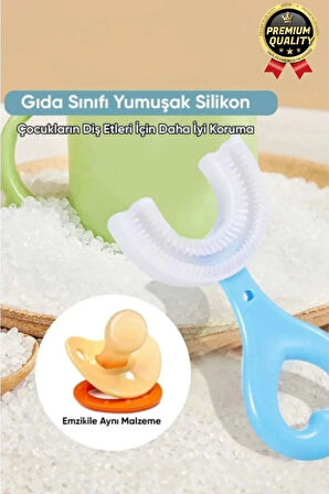 Yeni Nesil Pratik Silikon Yuvarlak U şeklinde Saplı 2-6 Yaş Yumuşak Pembe Bebek Çocuk Diş Fırçası