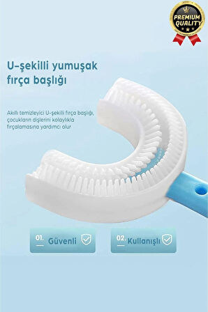 Yeni Nesil Pratik Silikon Yuvarlak U şeklinde Saplı 2-6 Yaş Yumuşak Pembe Bebek Çocuk Diş Fırçası