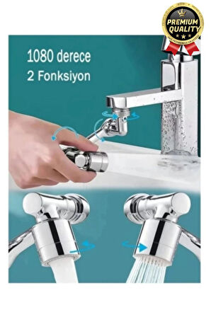 Çok Amaçlı Filtreli 2 Fonksiyonlu Mutfak Banyo 1080 Derece Dönebilen Akrobat Musluk Ucu Başlığı
