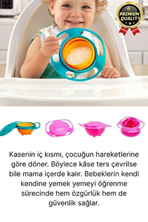 Özel Seri Kolay Temizlenir Dayanıklı Bpa İçermez 360 Derece Dönen Dökülmeyen Bebek Mama Kasesi