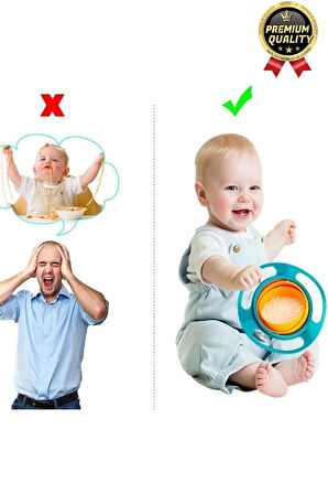 Özel Seri Kolay Temizlenir Dayanıklı Bpa İçermez 360 Derece Dönen Dökülmeyen Bebek Mama Kasesi