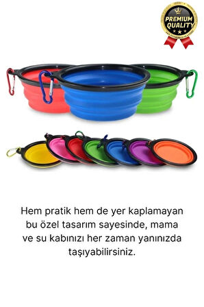 Özel Üretim Portatif Pratik Renkli Silikon Kancalı Katlanabilir Evcil Hayvan Kedi Köpek Mama Su Kabı
