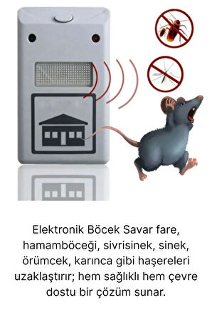 Yeni Böcek Savar Kimyasal İçermeyen 220V Elektronik Kemirgen Fare Haşere Sinek Kovucu Uzaklaştırıcı